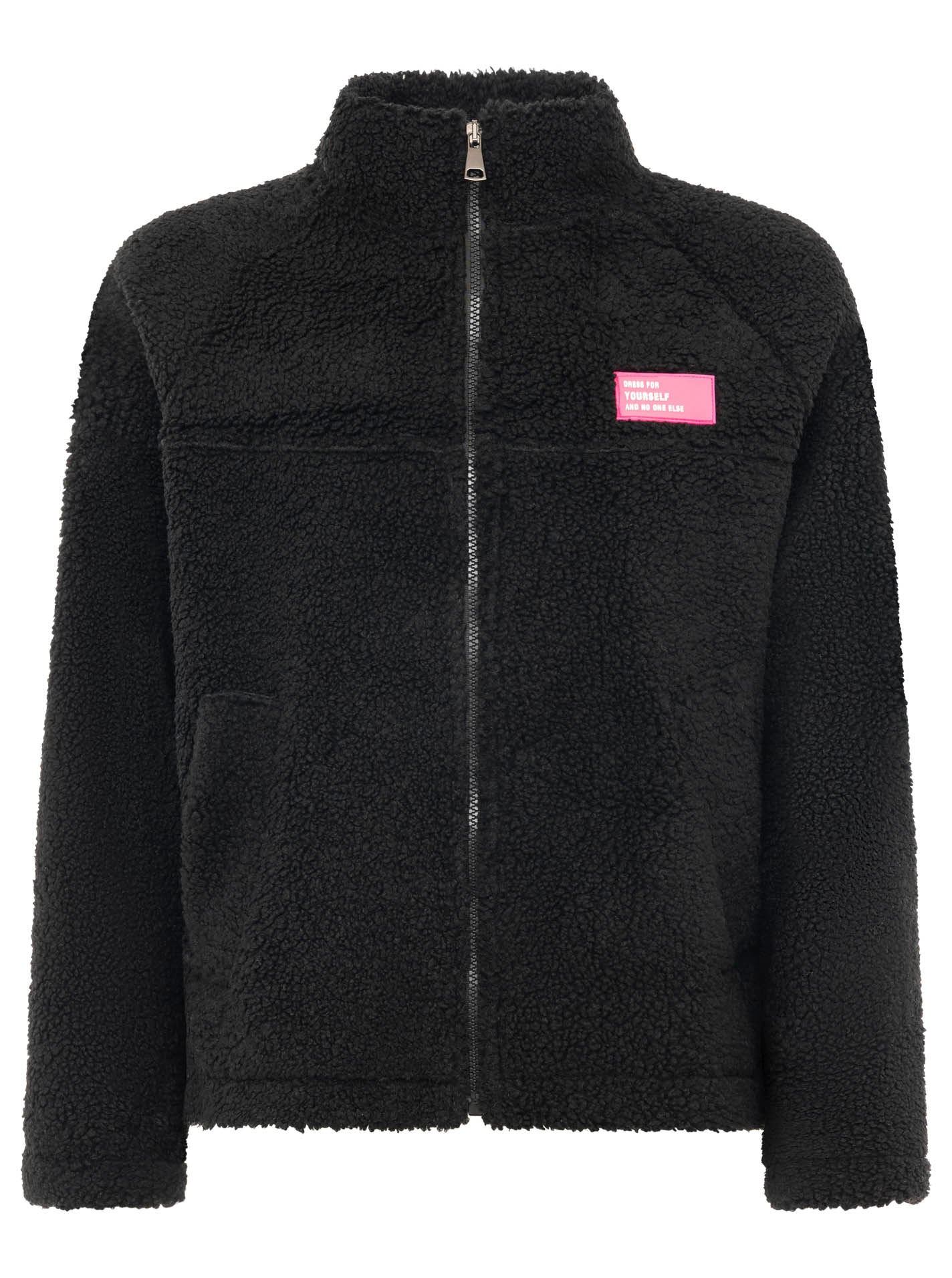 Zwillingsherz Teddy Fleece Jacke - Schwarz