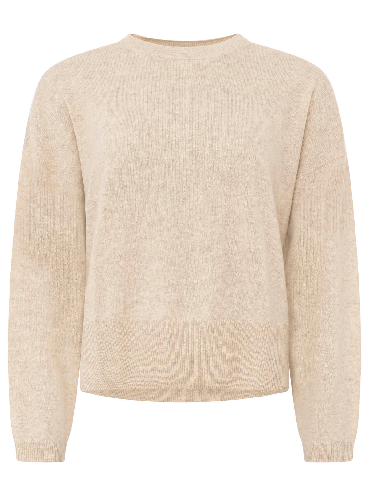 100% Kaschmir Rundhalspullover "Kastig" - Hellbeige