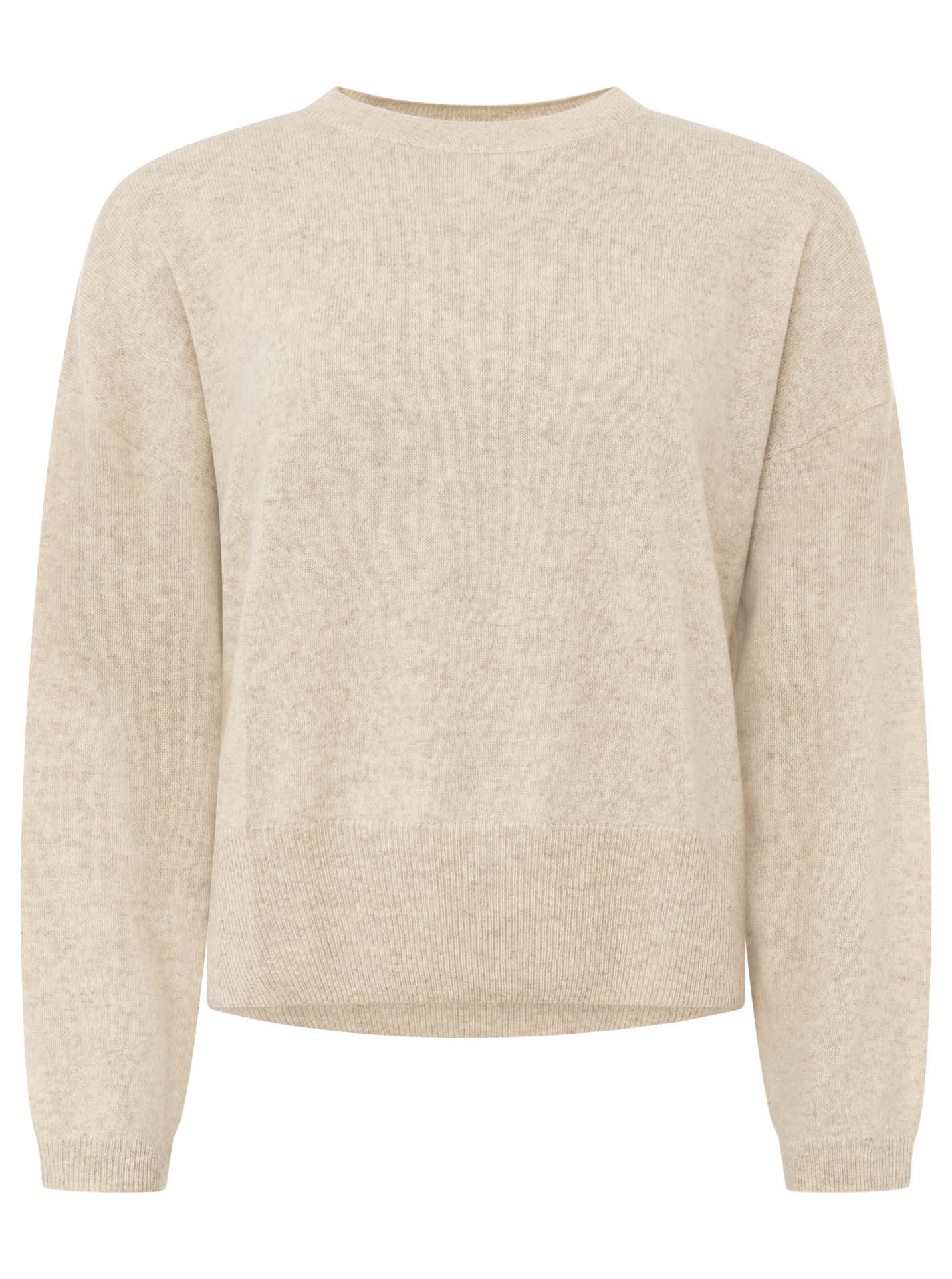 100% Kaschmir Rundhalspullover "Kastig" - Hellbeige