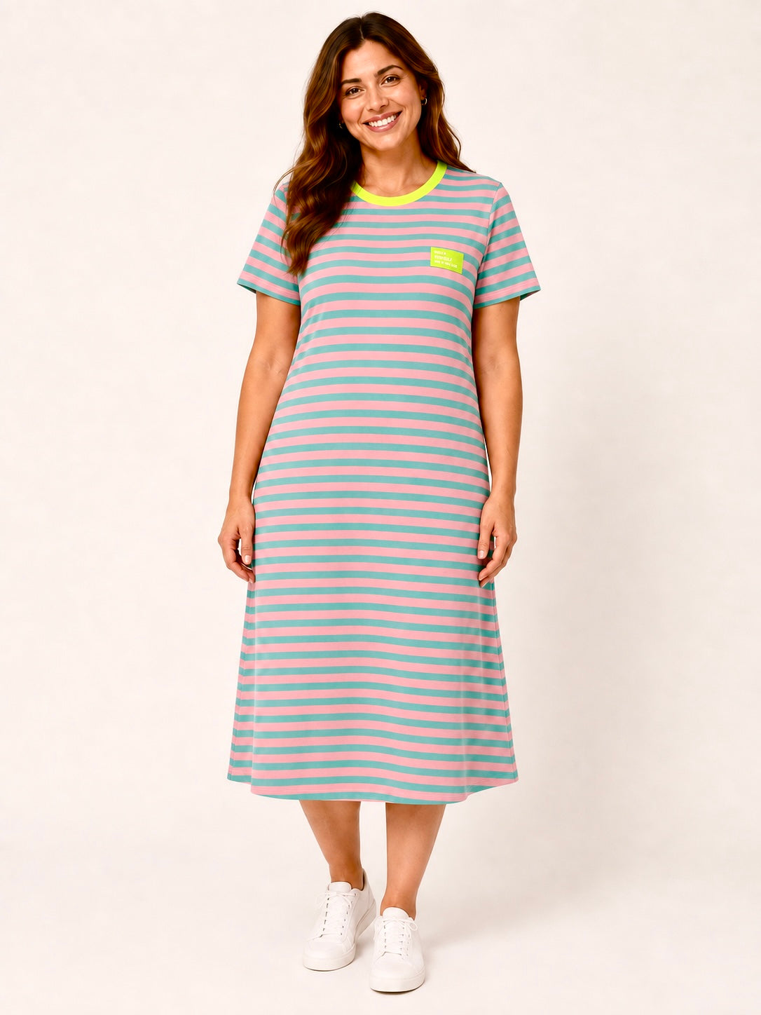 Sweatkleid - Neonstreifen "Dress for yourself" - Mint