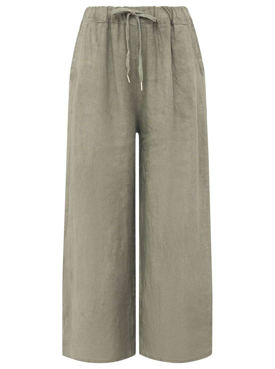 Zwillingsherz - Made in italy Leinen Hose - Khaki