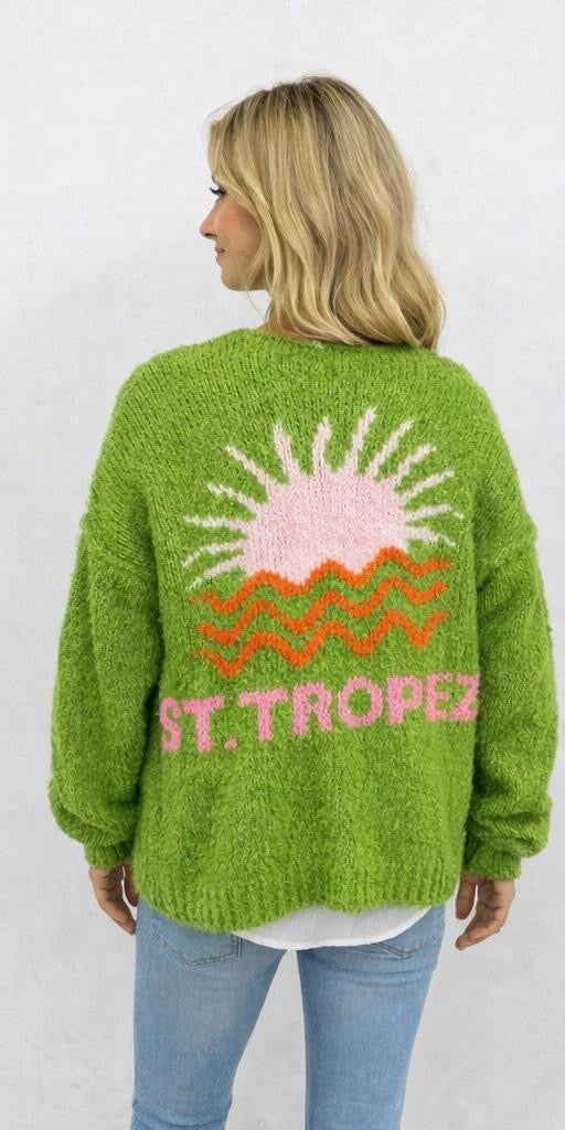 Cardigan "St Tropez" - Made in Italy - Giftgrün