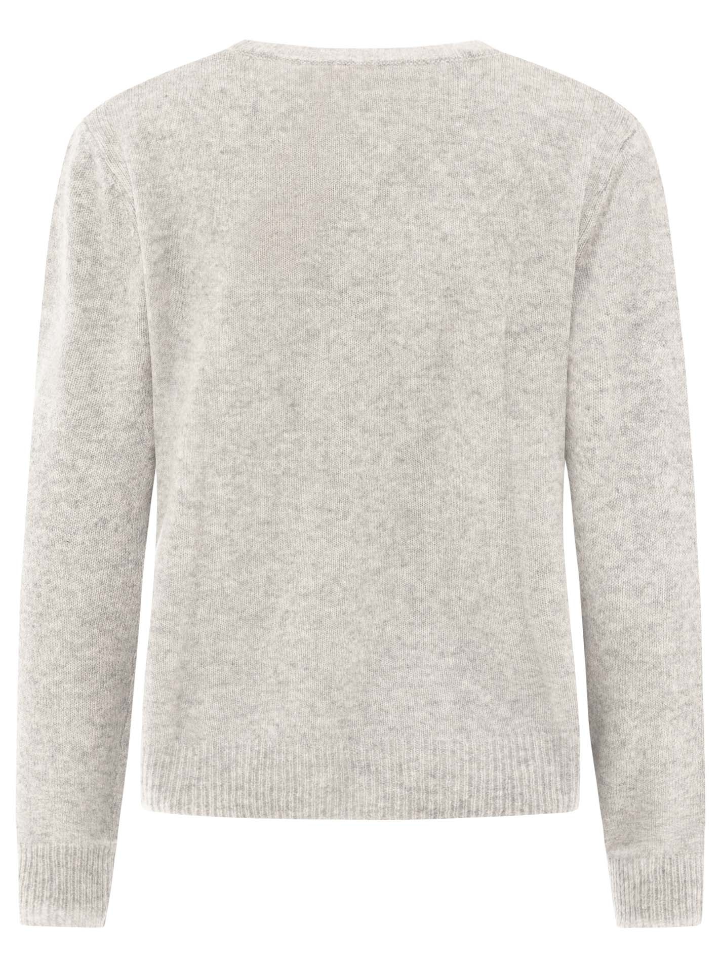 Zwillingsherz 100% Kaschmir Pullover Happy - Hellgrau