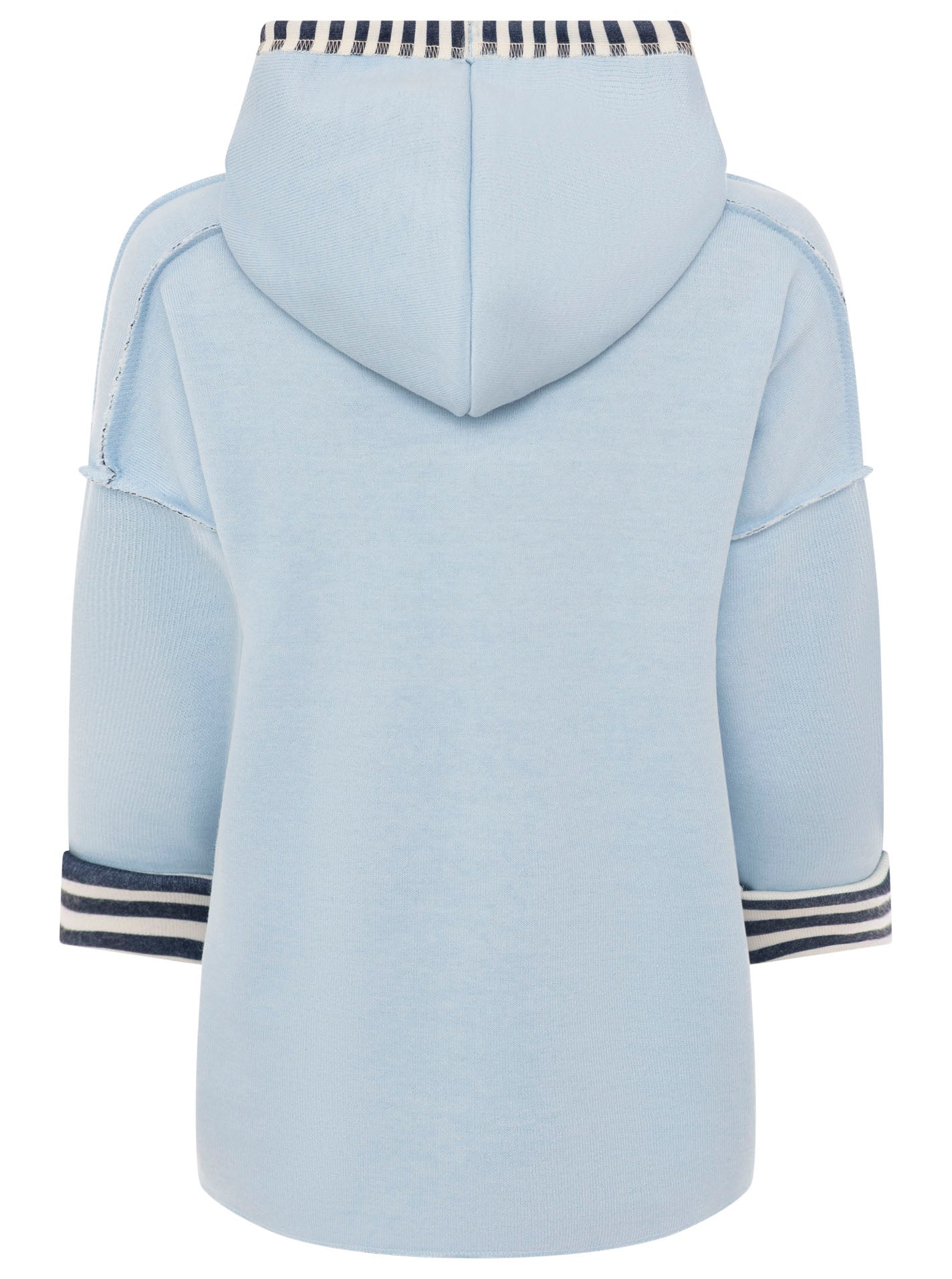 Zwillingsherz Doubleface Hoodie "Moin & Streifen" - Hellblau