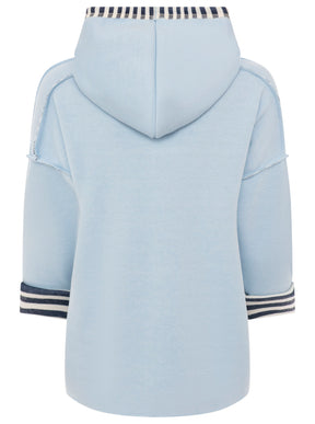 Zwillingsherz Doubleface Hoodie "Moin & Streifen" - Hellblau
