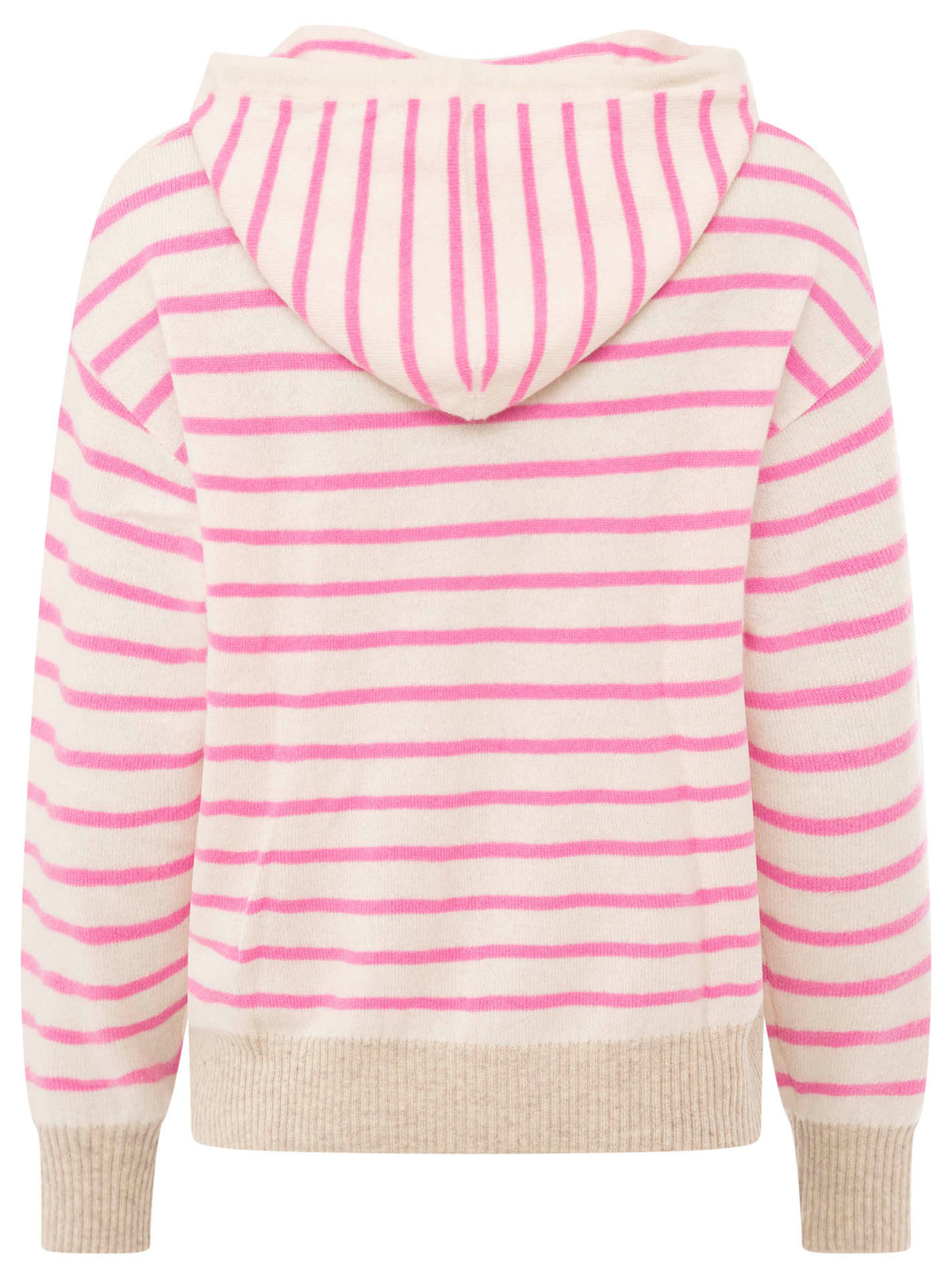 Zwillingsherz Kaschmir Hoodie Neonstreifen - Pink/Beige