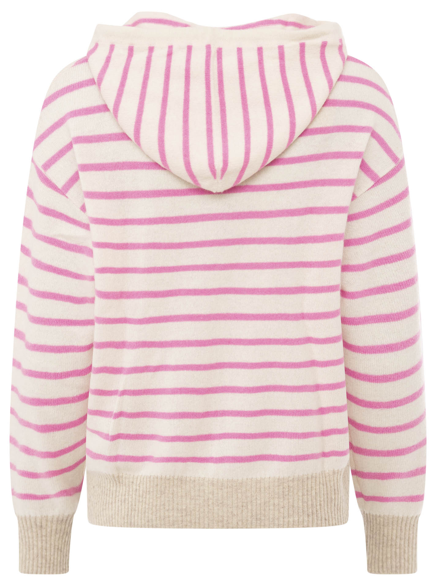 Zwillingsherz Kaschmir Hoodie Neonstreifen - Pink/Beige