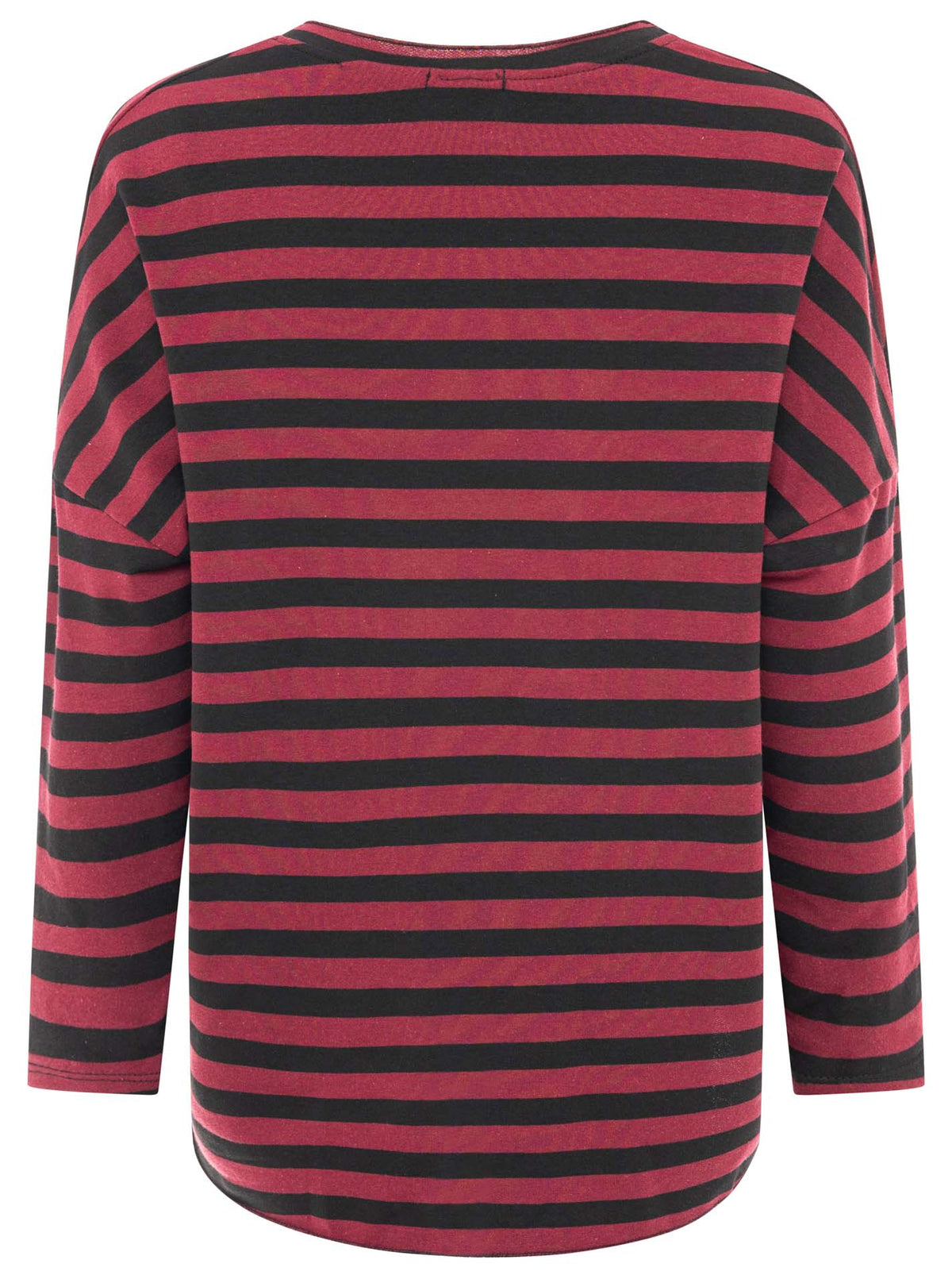 Zwillingsherz - Sweatshirt V-Neck "Streifen & Jersey" - Beere