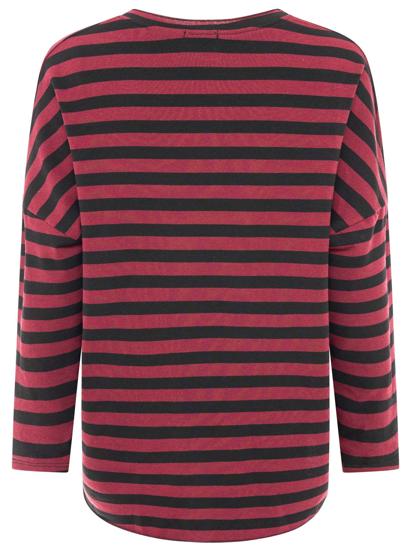Zwillingsherz - Sweatshirt V-Neck "Streifen & Jersey" - Beere