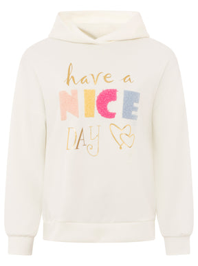Zwillingsherz - Stilvoller Hoodie "Have a nice Day" - Weiß (Super Sale keine Retoure)