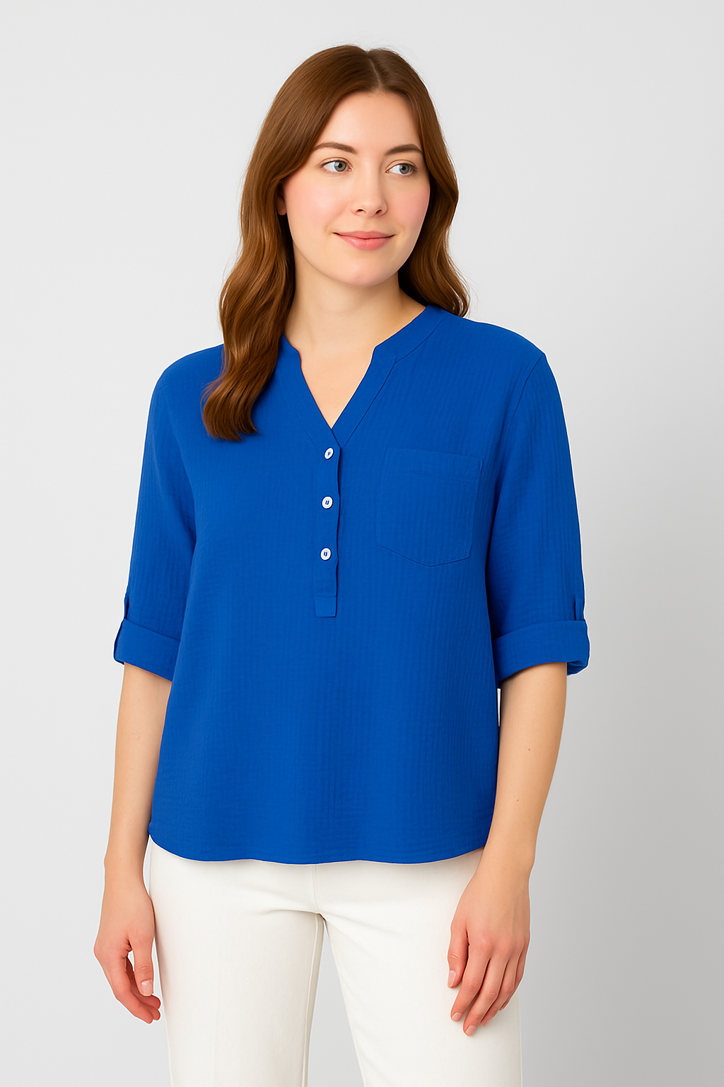 DressWithClass - Musselin-Bluse - Royalblau