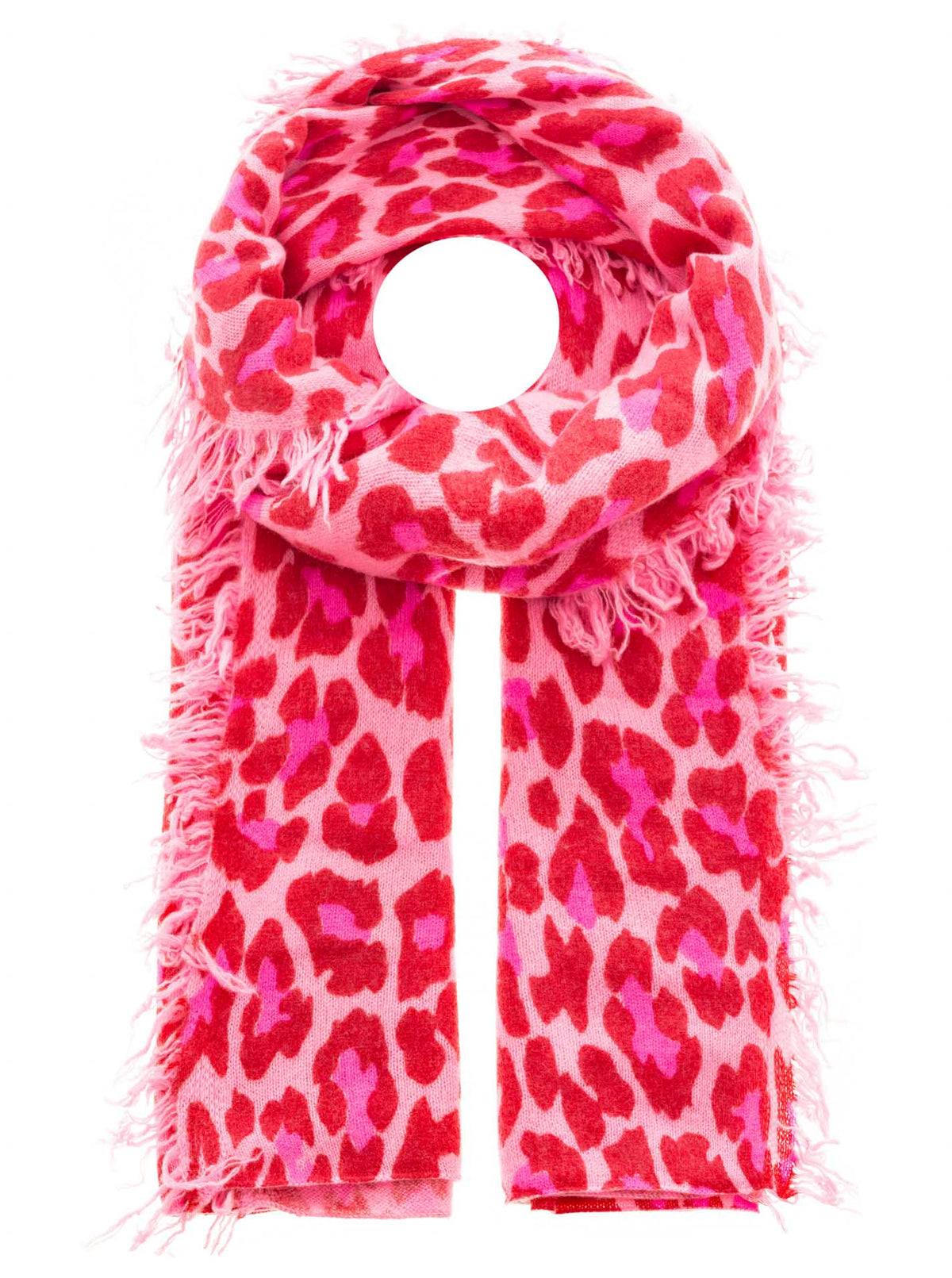 Zwillingsherz 100% Cashmere/Kaschmir Fransen Schal Leo - Pink