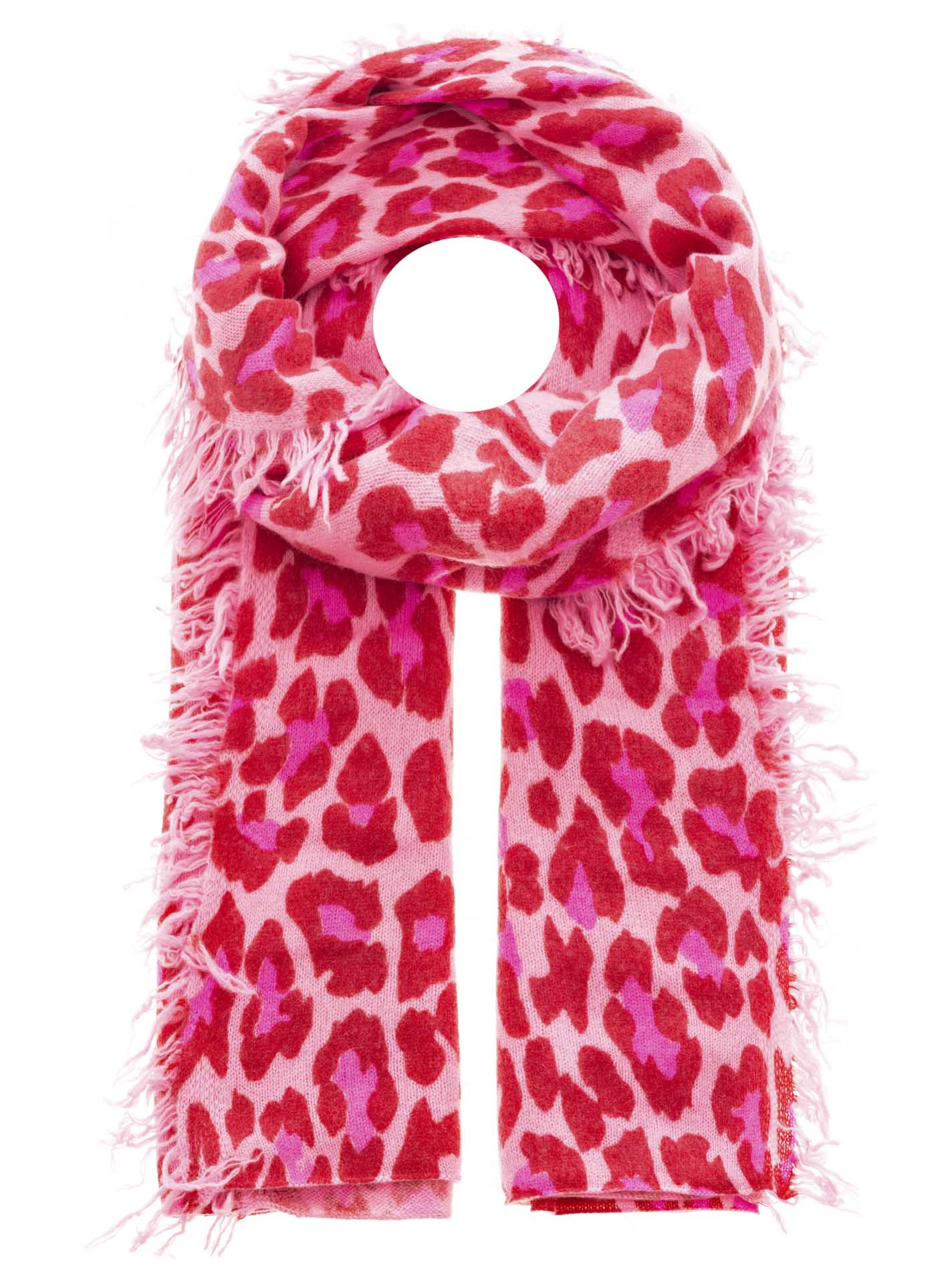 Zwillingsherz 100% Cashmere/Kaschmir Fransen Schal Leo - Pink