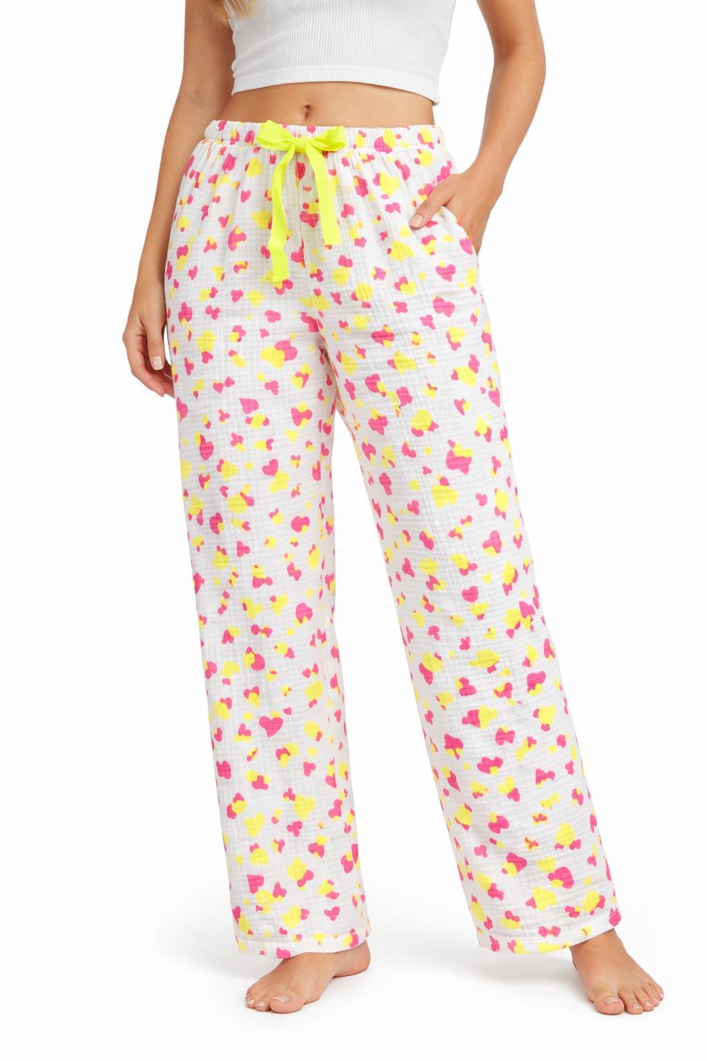 Flair Comfort - Musselin Hose Verteilte Herzen - Gelb/Pink