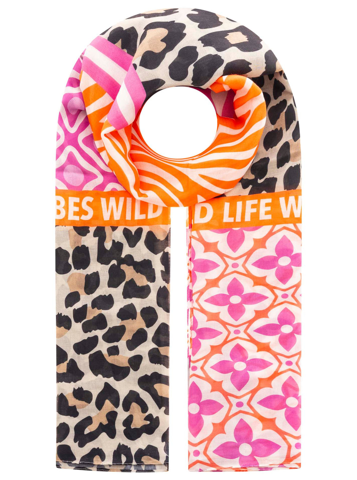Zwillingsherz - Schal "Wild Life Leo" - Beige/Pink
