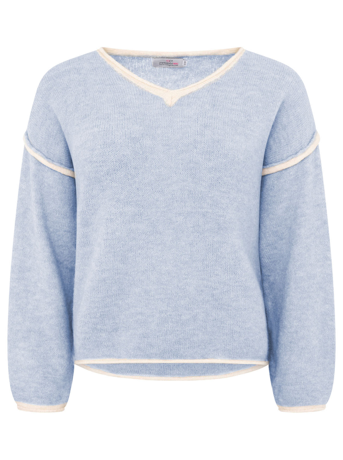 Zwillingsherz Pullover mit Naht - Hellblau