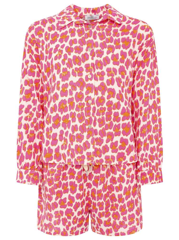 Zwillingsherz - Musselin Set Leo (Bluse + Hose) Neonpink