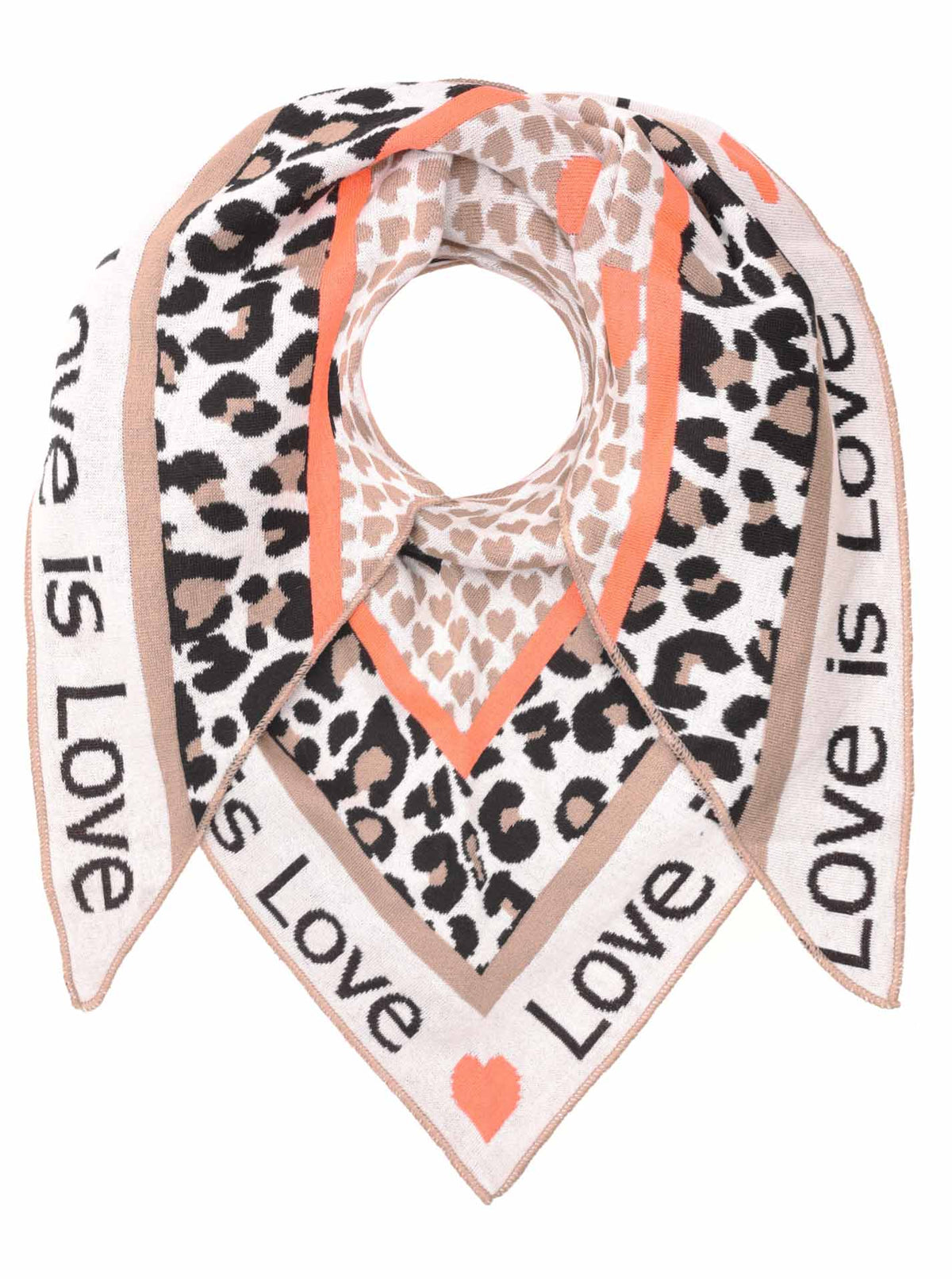 Zwillingsherz Schal - Dreieckstuch "Love is Love" Baumwolle - Beige