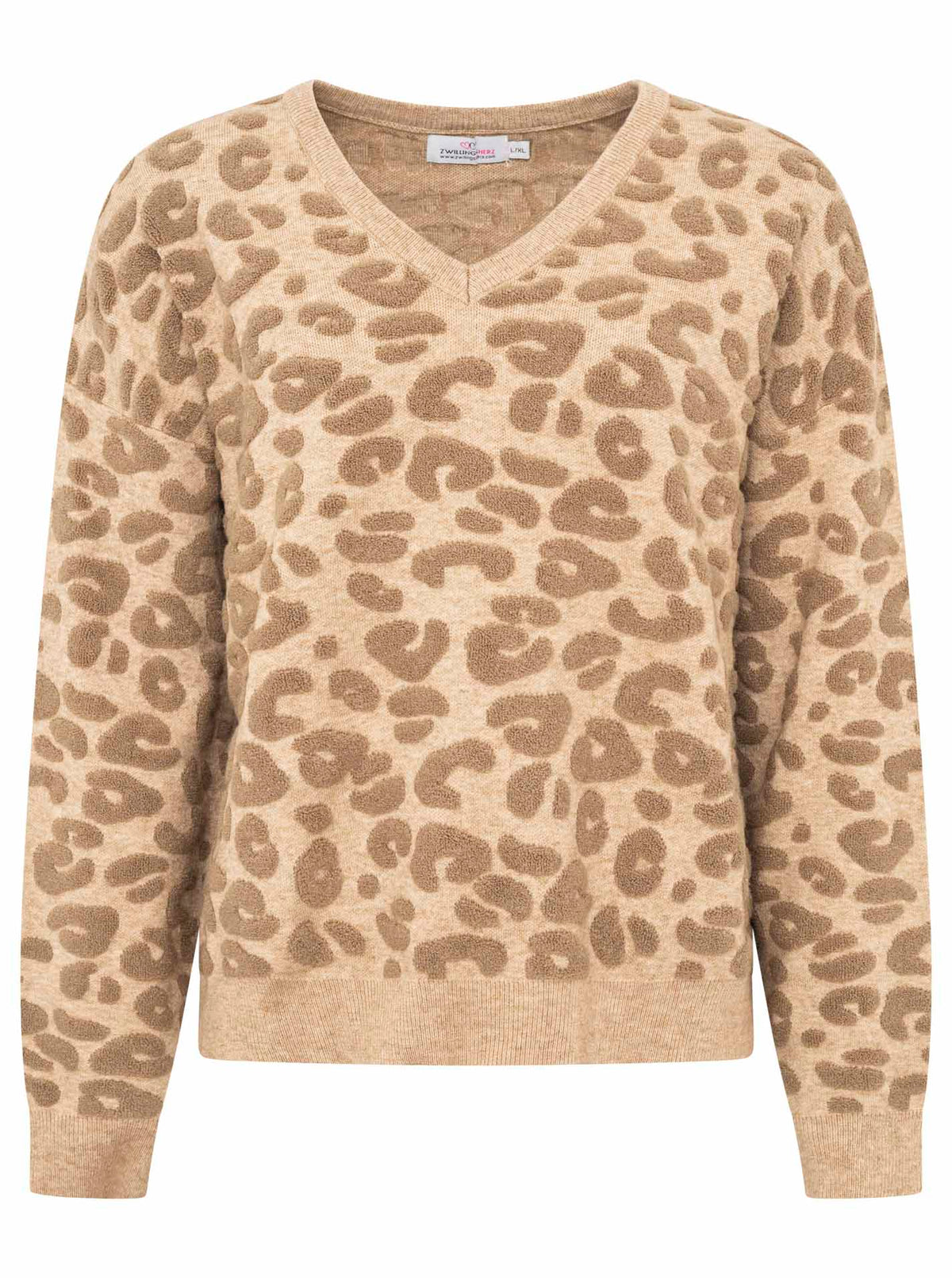 Zwillingsherz Pullover 3D Leo/Leopard - Beige