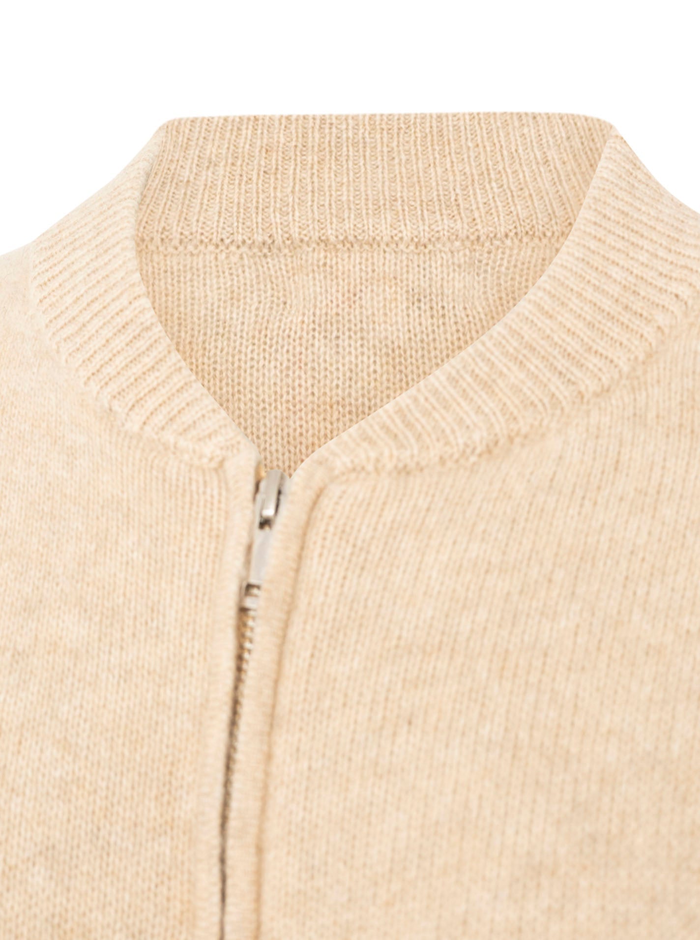 Zwillingsherz - Kaschmir Bomberjacke Zipper (100% Cashmere) - Hellbeige