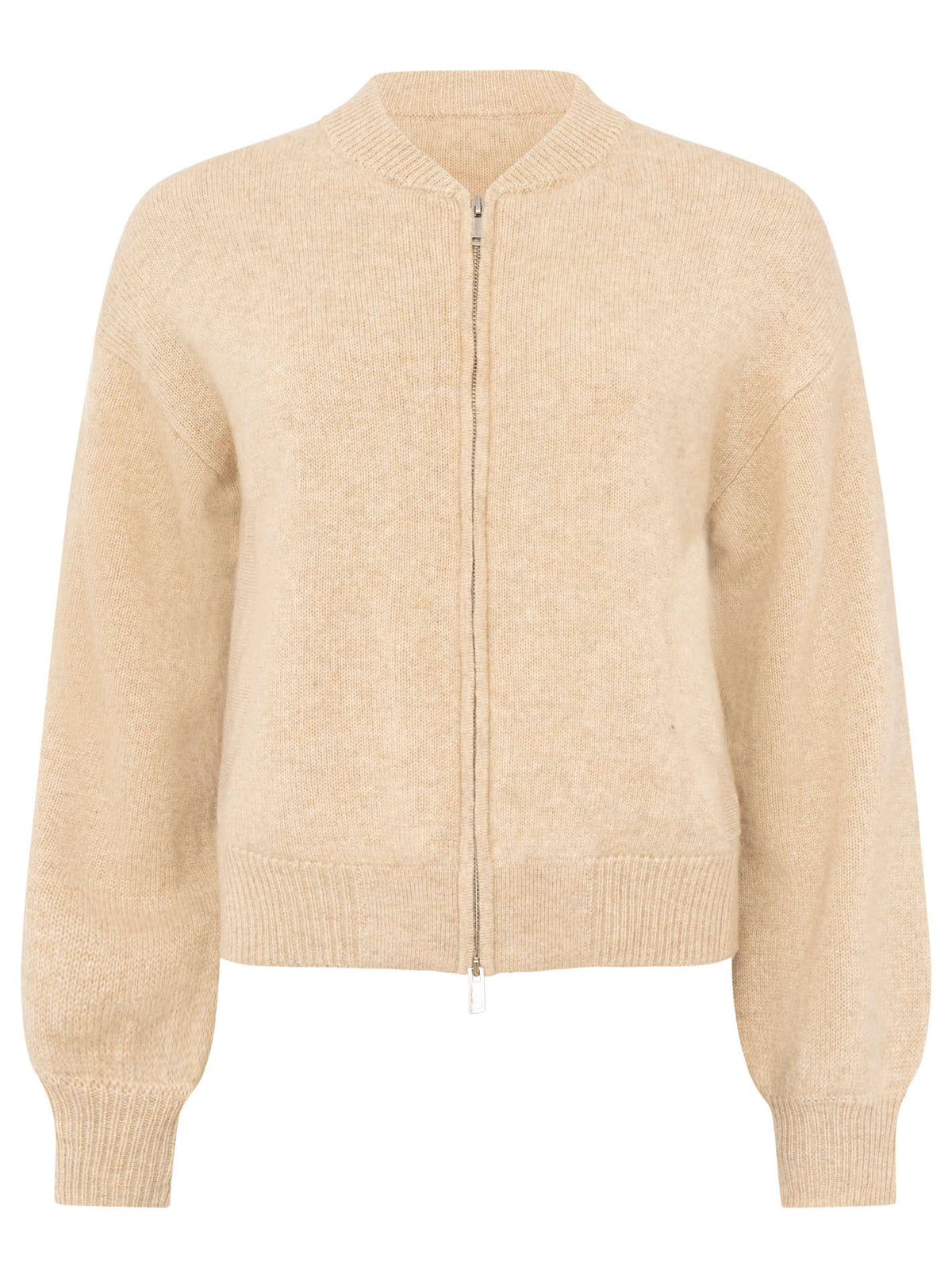 Zwillingsherz - Kaschmir Bomberjacke Zipper (100% Cashmere) - Hellbeige