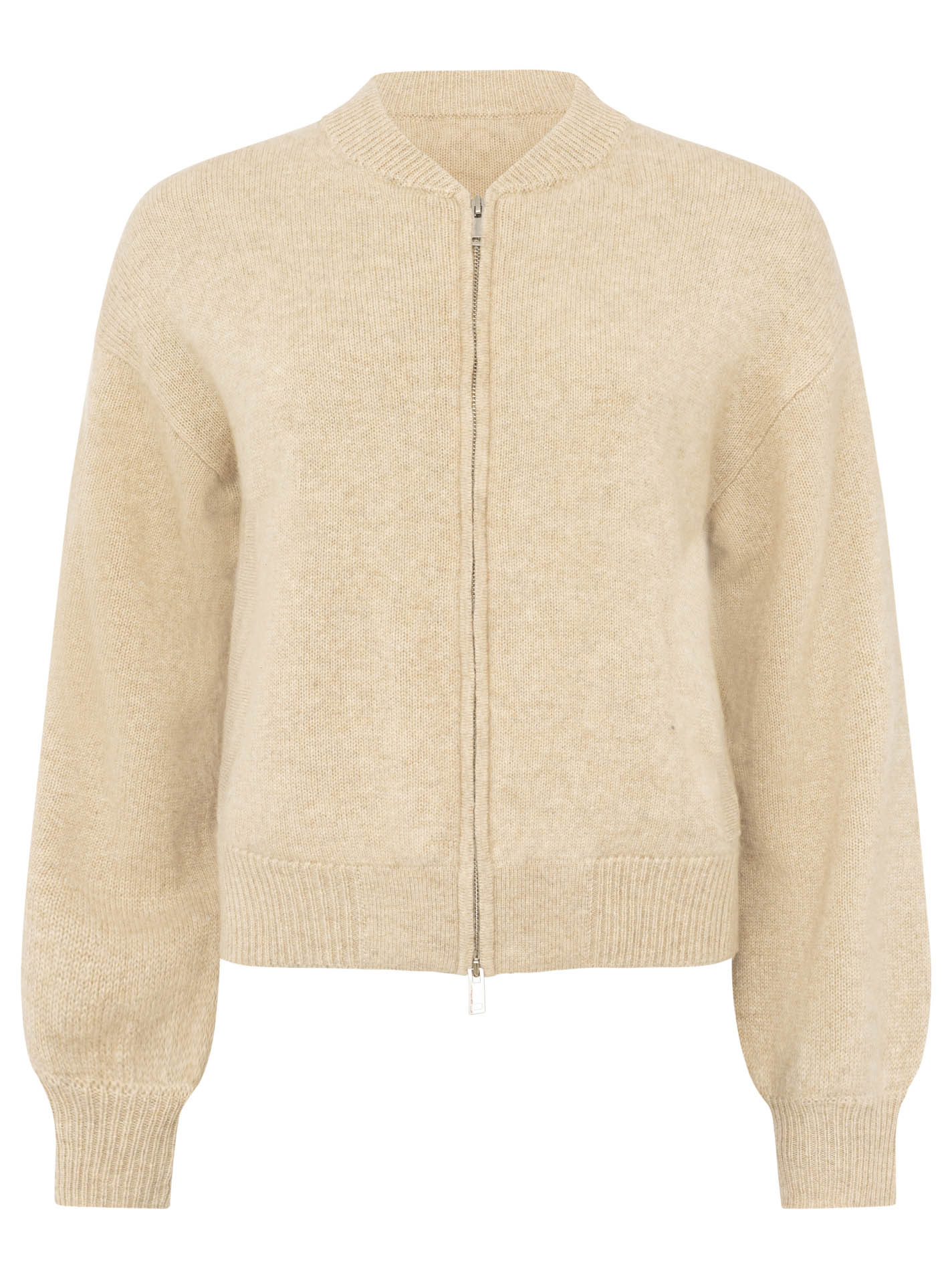 Zwillingsherz - Kaschmir Bomberjacke Zipper (100% Cashmere) - Hellbeige