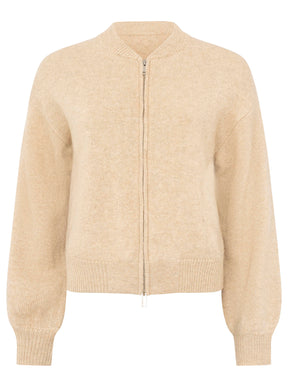 Zwillingsherz - Kaschmir Bomberjacke Zipper (100% Cashmere) - Hellbeige