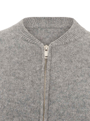 Zwillingsherz - Kaschmir Bomberjacke Zipper (100% Cashmere) - Mittelgrau