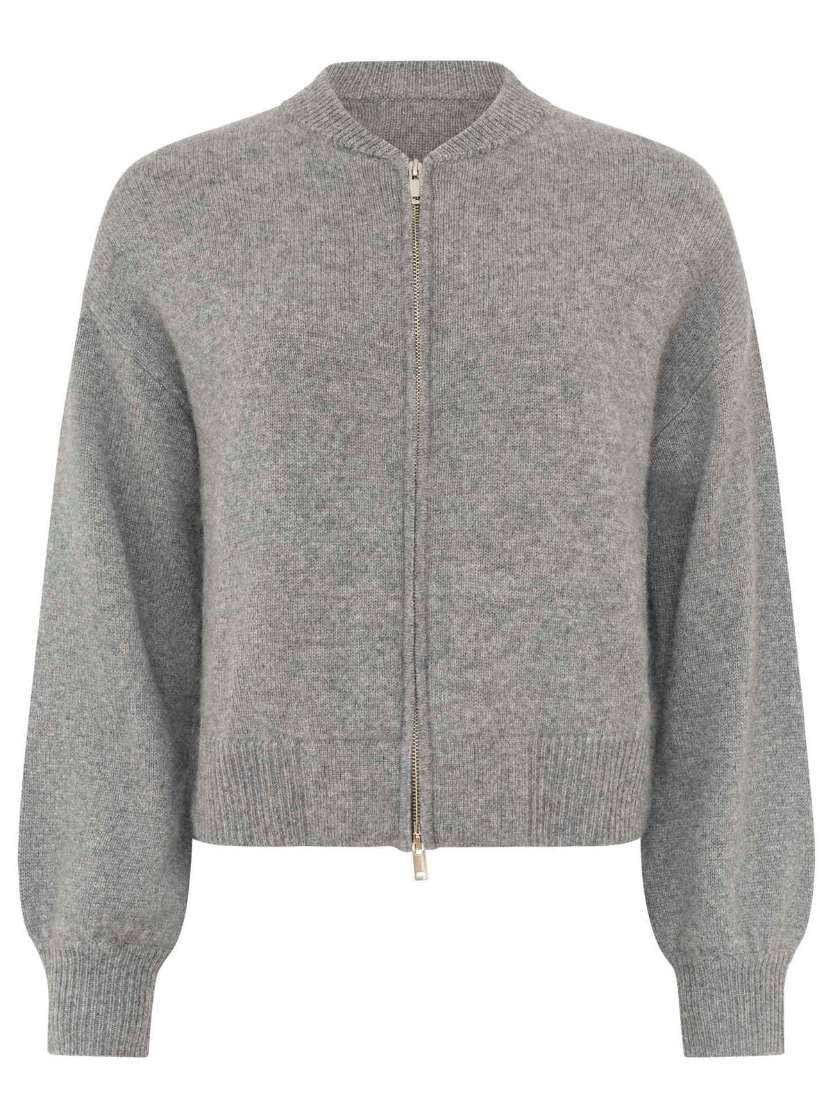Zwillingsherz - Kaschmir Bomberjacke Zipper (100% Cashmere) - Mittelgrau