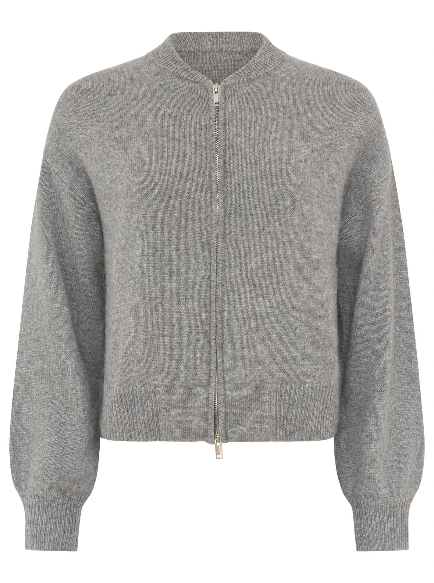 Zwillingsherz - Kaschmir Bomberjacke Zipper (100% Cashmere) - Mittelgrau