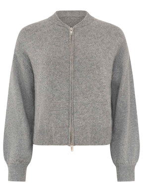 Zwillingsherz - Kaschmir Bomberjacke Zipper (100% Cashmere) - Mittelgrau