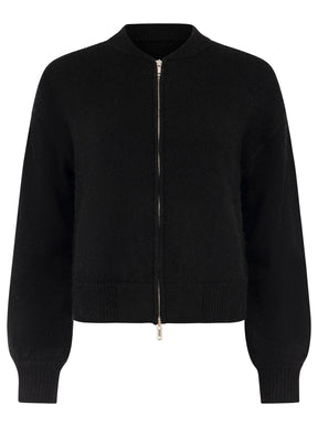 Zwillingsherz - Kaschmir Bomberjacke Zipper (100% Cashmere) - Schwarz