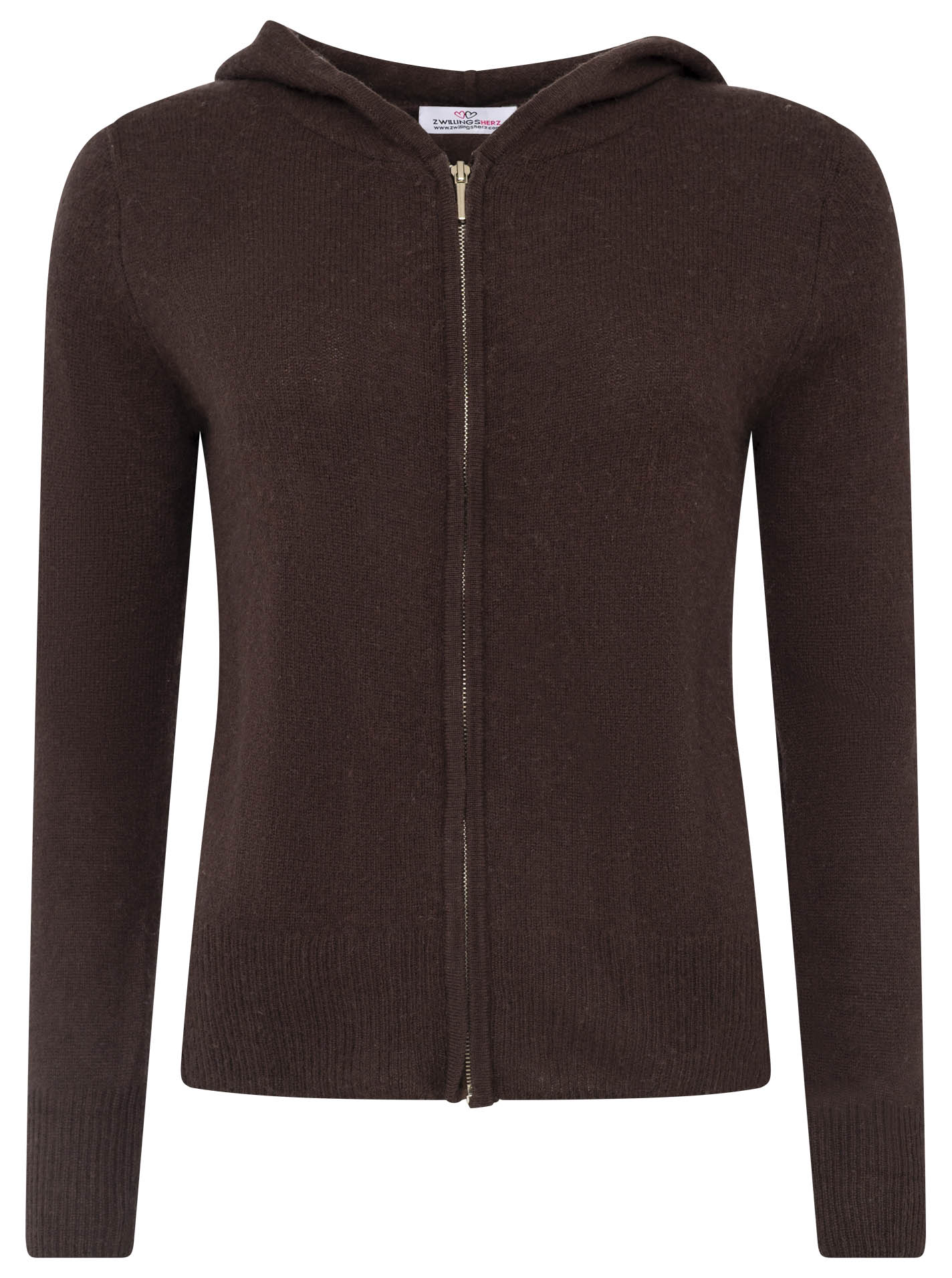 Zwillingsherz - Kaschmir Cardigan mit Kapuze (100% Cashmere) - Braun
