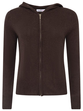 Zwillingsherz - Kaschmir Cardigan mit Kapuze (100% Cashmere) - Braun