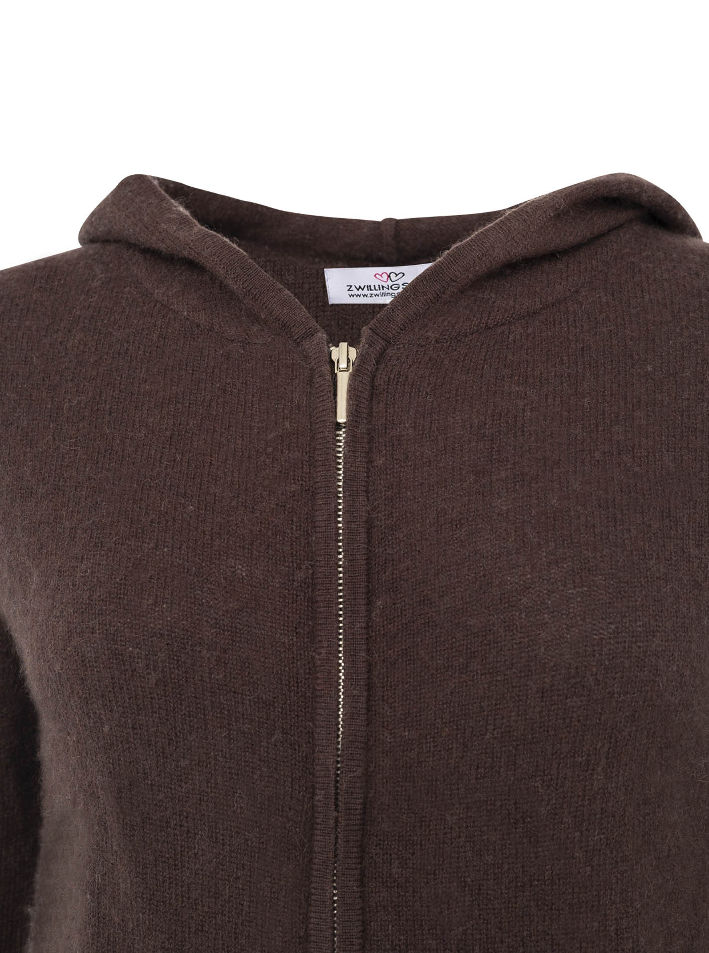 Zwillingsherz - Kaschmir Cardigan mit Kapuze (100% Cashmere) - Braun