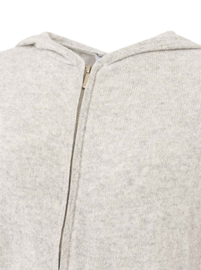 Zwillingsherz - Kaschmir Cardigan mit Kapuze (100% Cashmere) - Hellgrau