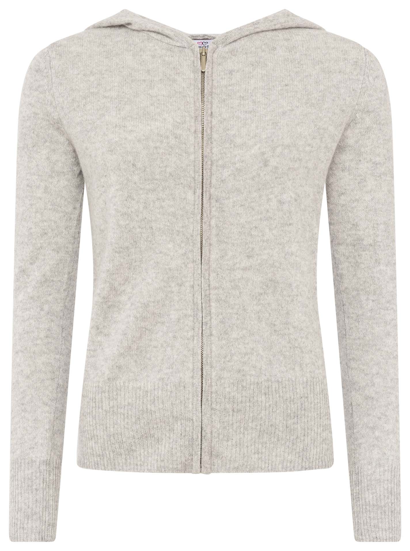 Zwillingsherz - Kaschmir Cardigan mit Kapuze (100% Cashmere) - Hellgrau