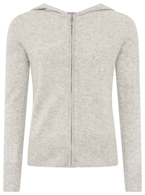 Zwillingsherz - Kaschmir Cardigan mit Kapuze (100% Cashmere) - Hellgrau