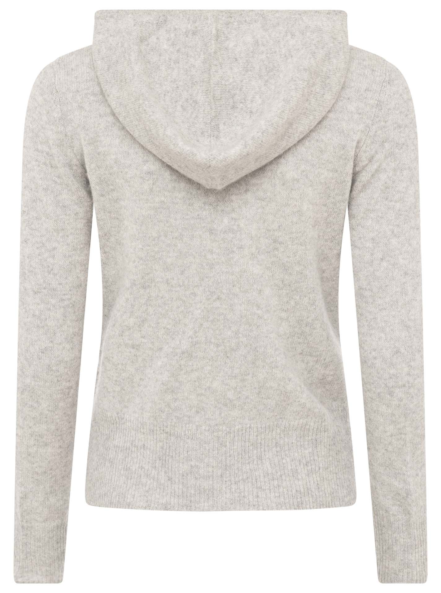 Zwillingsherz - Kaschmir Cardigan mit Kapuze (100% Cashmere) - Hellgrau