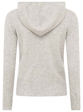 Zwillingsherz - Kaschmir Cardigan mit Kapuze (100% Cashmere) - Hellgrau