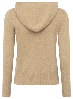 Zwillingsherz - Kaschmir Cardigan mit Kapuze (100% Cashmere) - Mittelbeige
