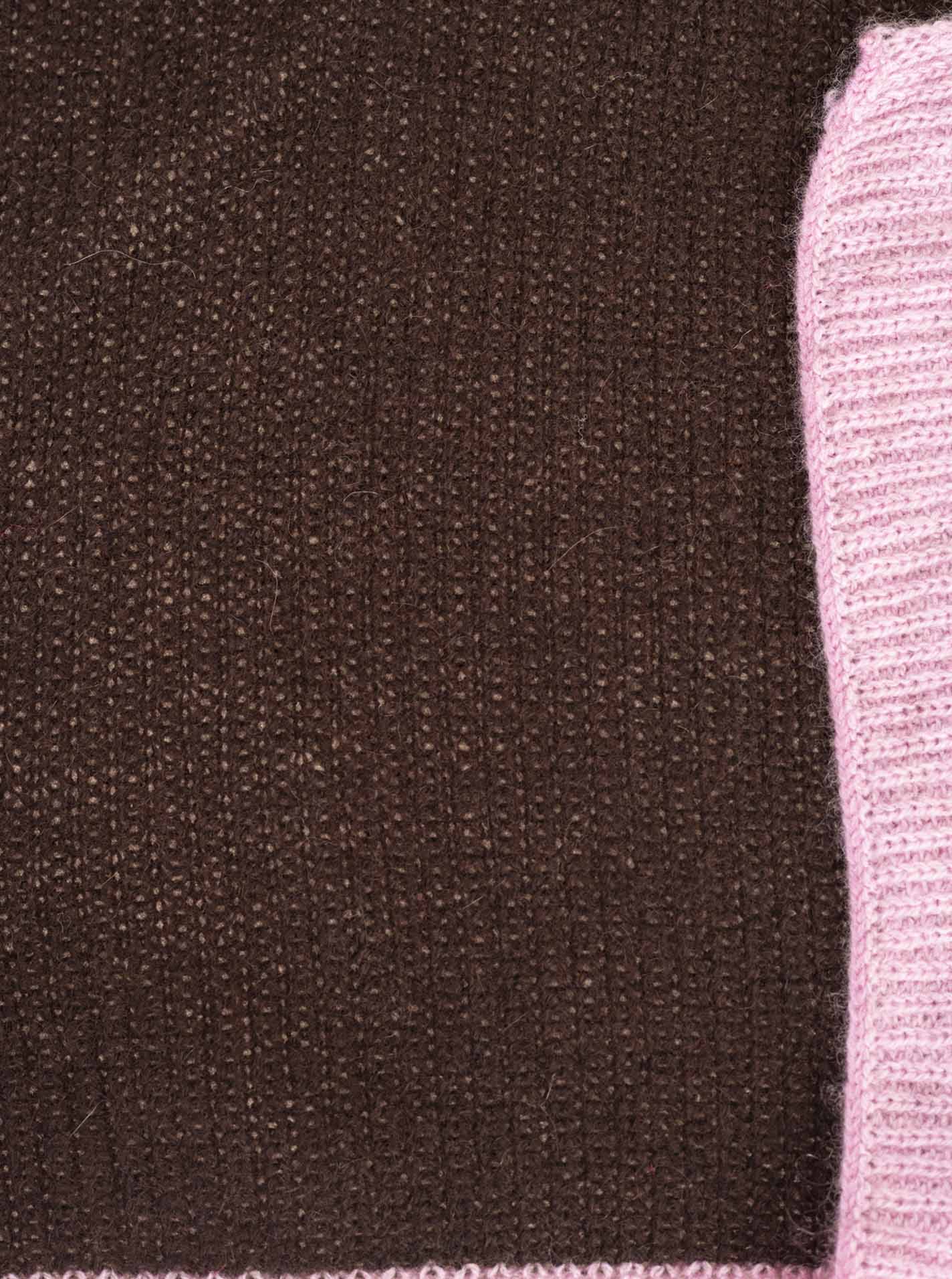 Zwillingsherz 100% Cashmere Gerippter Schal Kontrast Braun Detail 2