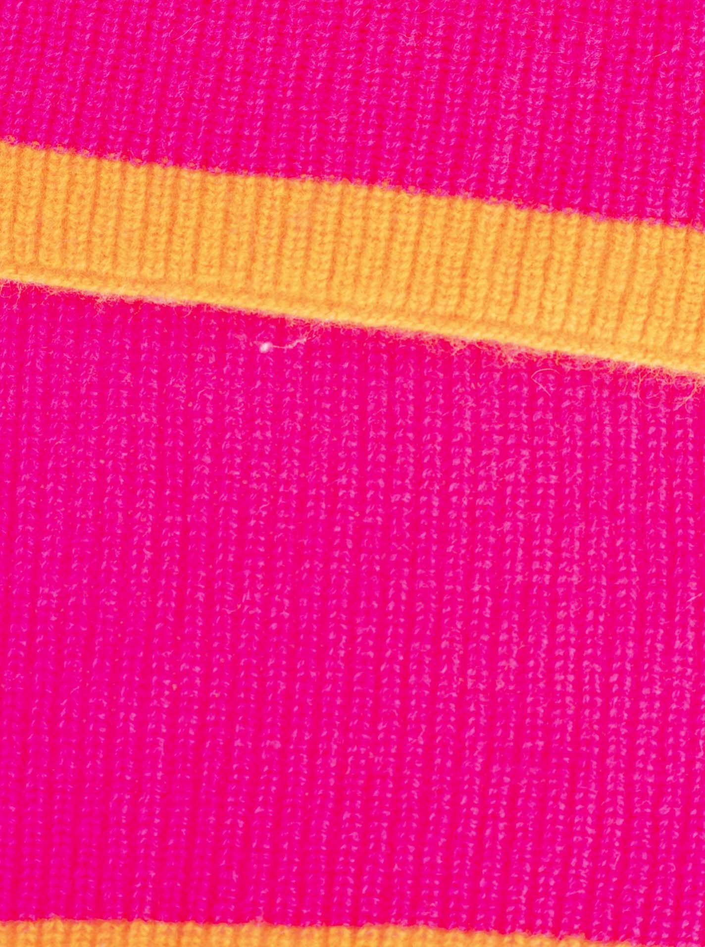 Zwillingsherz 100% Cashmere Gerippter Schal Kontrast Neonpink Detail 2