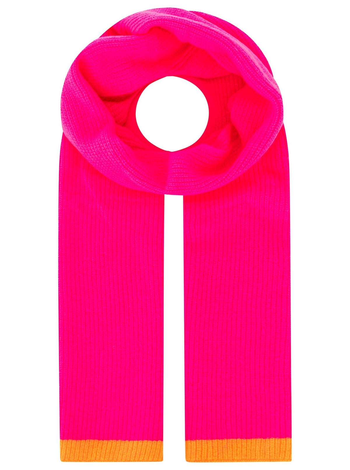 Zwillingsherz 100% Cashmere Gerippter Schal Kontrast Neonpink Detail 1