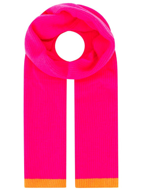 Zwillingsherz 100% Cashmere Gerippter Schal Kontrast Neonpink Detail 1