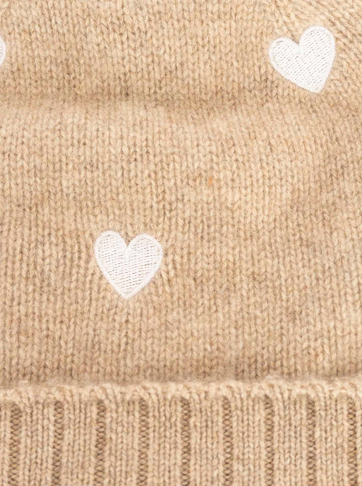 Zwillingsherz Kaschmir-Mütze Herzchen (100% Cashmere) - Mittelbeige