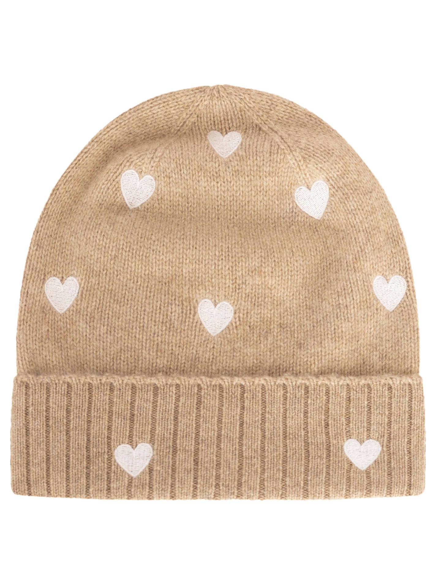 Zwillingsherz Kaschmir-Mütze Herzchen (100% Cashmere) - Mittelbeige