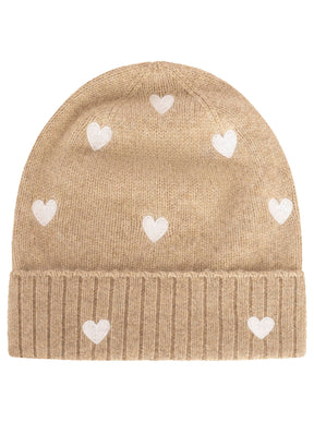 Zwillingsherz Kaschmir-Mütze Herzchen (100% Cashmere) - Mittelbeige