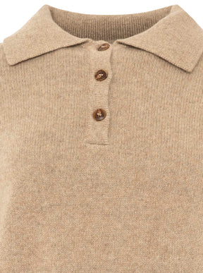 Zwillingsherz - Kaschmir Poloshirt Cozy (100% Cashmere) - Mittelbeige