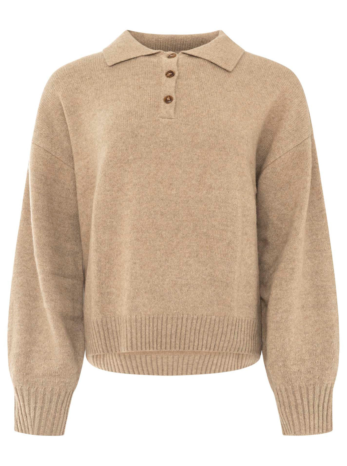 Zwillingsherz - Kaschmir Poloshirt Cozy (100% Cashmere) - Mittelbeige